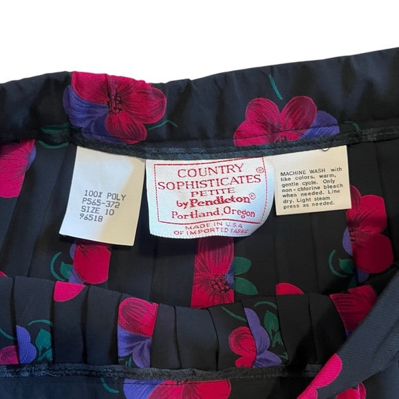 Vintage Country Sophisticates Pendleton Floral Pleated midi skirt sheer size S - Picture 2 of 9